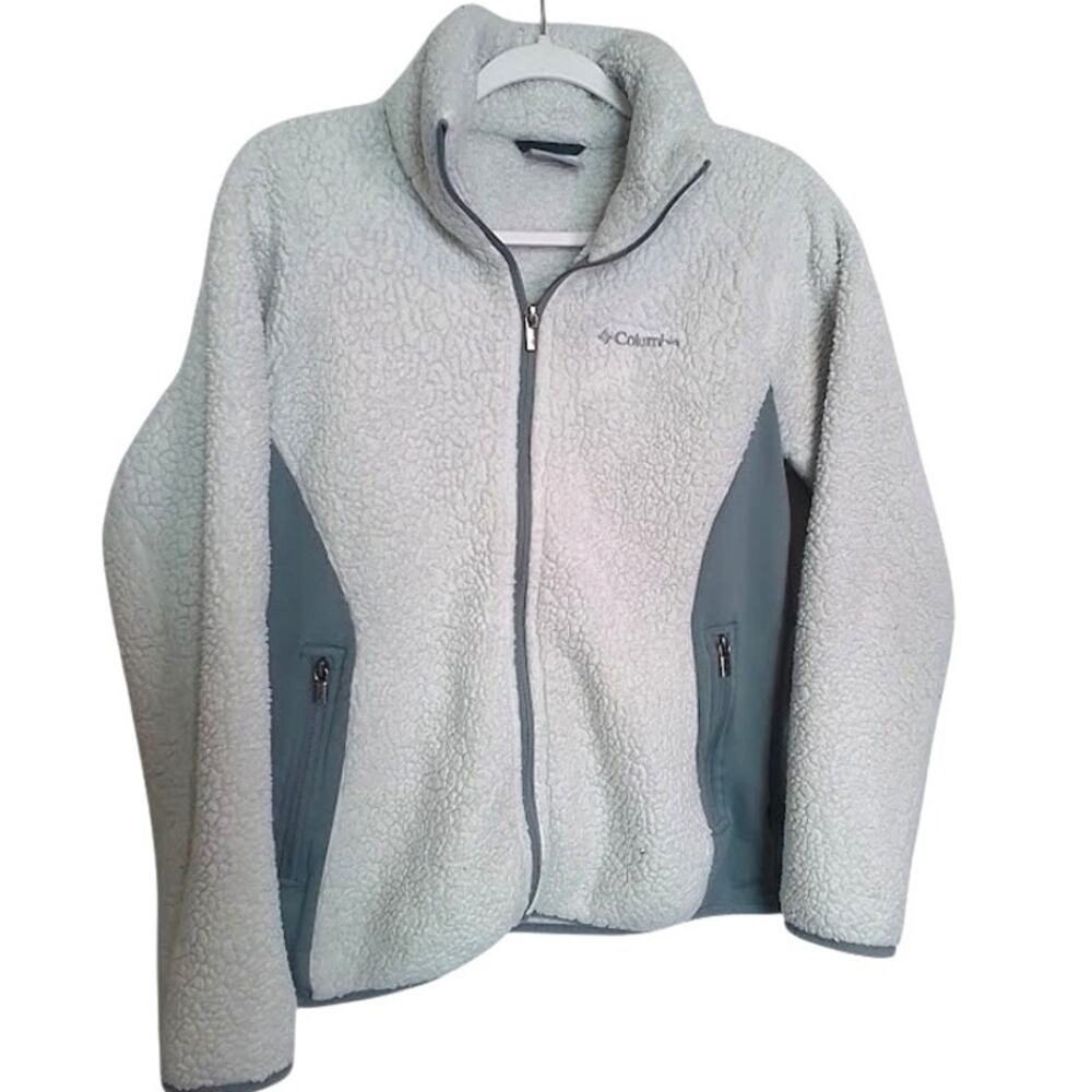 Columbia Women’s Sherpa Fleece Full Zip Jacket Gray White Size Medium